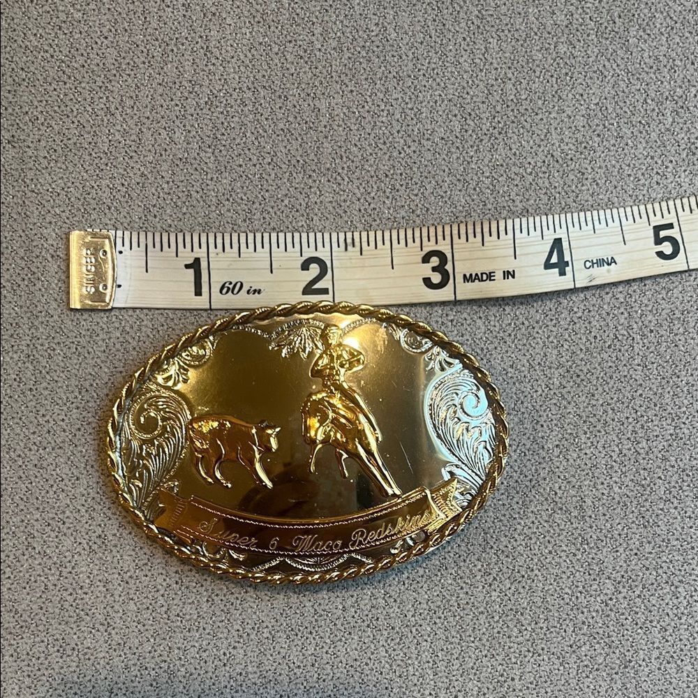 Gold and German Silver Western Belt Buckle signed